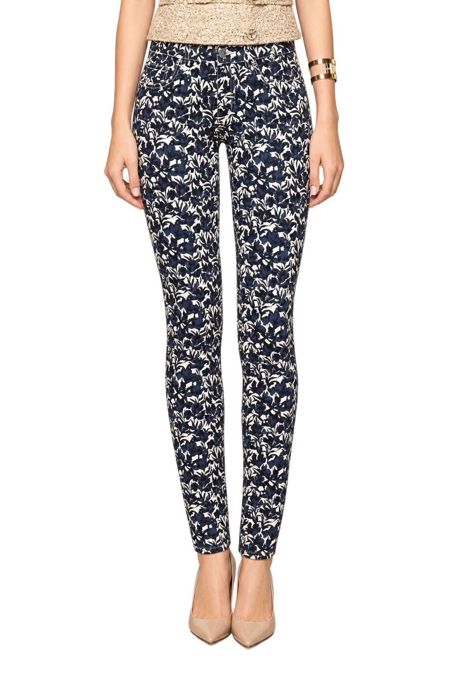 Tory Burch Womens Jeans 26 Blue Cream Blaire Skinny Sandshell Nouveau Flower